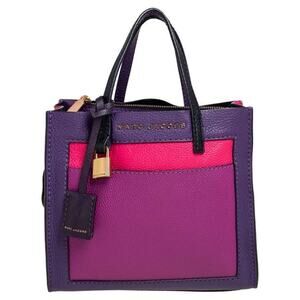 MARC JACOBS The Mini Grind Leather Crossbody Colorblock Purple Pink Lock